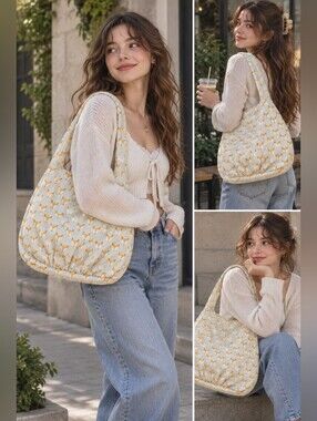 Reversible Soft Shoulder Bag with Orange Fox Pattern